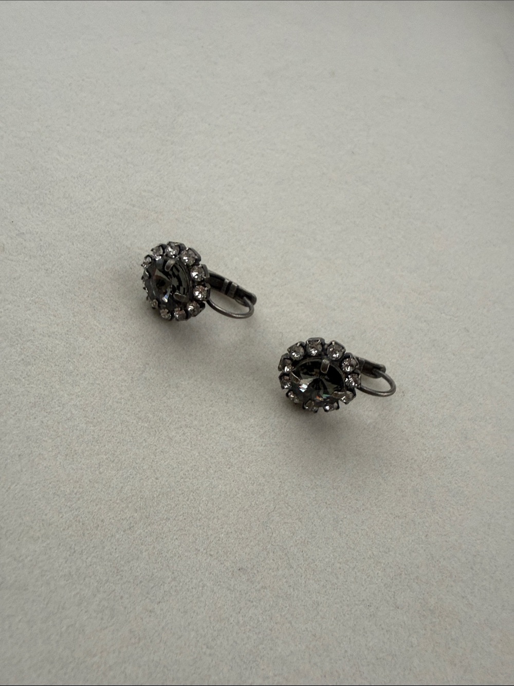 Sabika Gunmetal and Clear Crystal Cluster Earrings